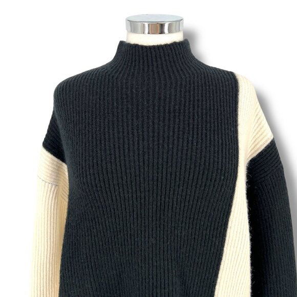 Commense Miss Paris Black White Colorblock Ribbed Knit Sweater Size Small - Picture 16 of 16